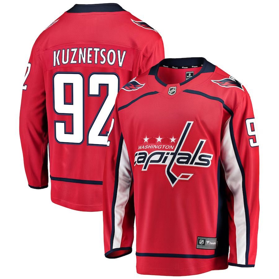 Men Washington Capitals 92 Evgeny Kuznetsov Fanatics Branded Red Home Breakaway Player NHL Jersey
